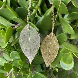 Gold and Silver dipped double strand leaf necklace